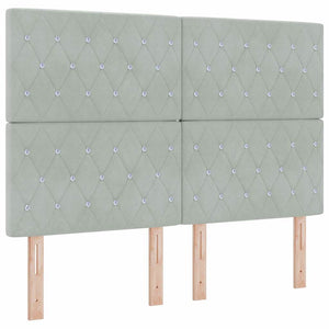 Boxspringbett 140x190 cm Hellgrau Samt mit LED