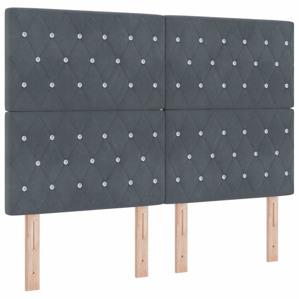 Boxspringbett 140x190 cm mit LED Dunkelgrau Samt