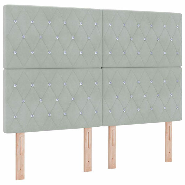vidaXL Lit coffre avec bandes LED gris clair 140 x 200 cm velours