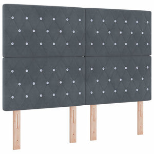 vidaXL Lit coffre avec bandes lumineuses LED Gris foncé 140 x 200 cm Velours