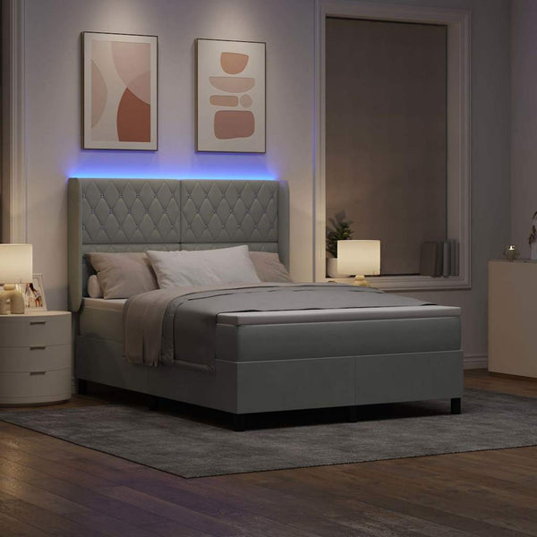 vidaXL Lit tapissier avec matelas avec LED Gris clair 160 x 200 cm Velours