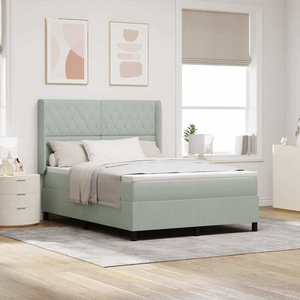 vidaXL Lit tapissier avec matelas avec LED Gris clair 160 x 200 cm Velours