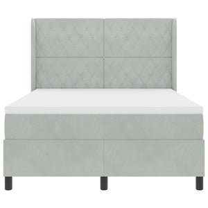 vidaXL Lit tapissier avec matelas avec LED Gris clair 160 x 200 cm Velours
