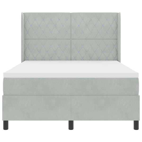 vidaXL Lit tapissier avec matelas avec LED Gris clair 160 x 200 cm Velours