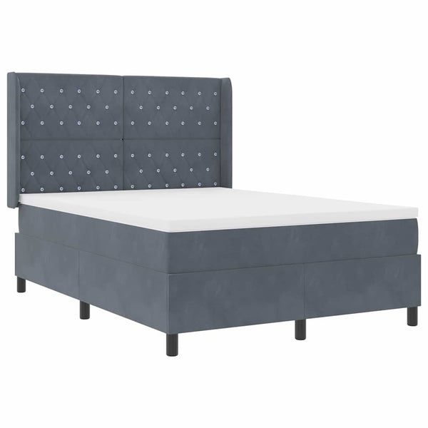 vidaXL Lit boxspring avec matelas et LED Gris foncé 160 x 200 cm Velours