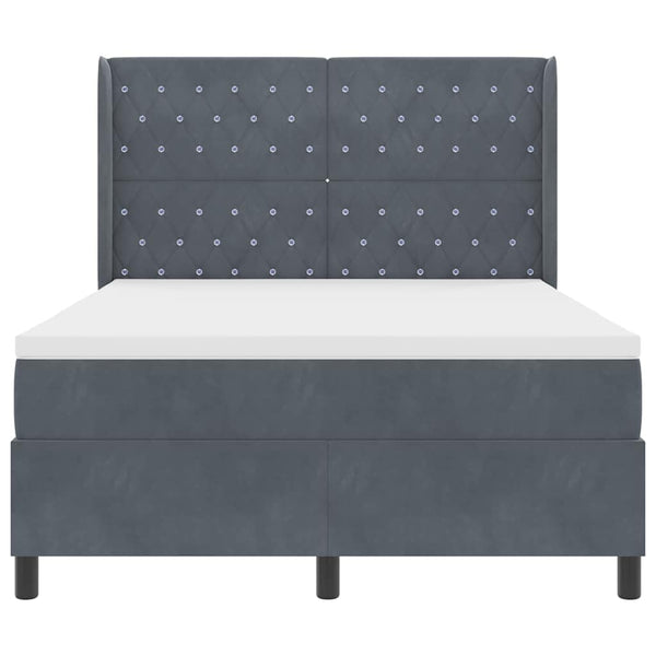 vidaXL Lit boxspring avec matelas et LED Gris foncé 160 x 200 cm Velours