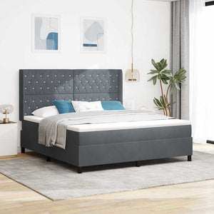 vidaXL Lit boxspring avec matelas et LED gris foncé 180 x 200 cm Velours