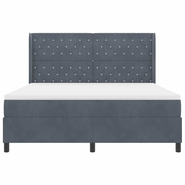 vidaXL Lit boxspring avec matelas et LED gris foncé 180 x 200 cm Velours