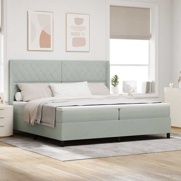 vidaXL Lit coffre avec matelas et LED Gris clair 200 x 200 cm Velours