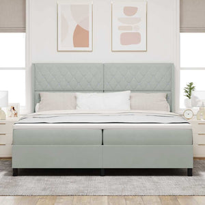 vidaXL Lit coffre avec matelas et LED Gris clair 200 x 200 cm Velours