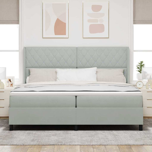 vidaXL Lit coffre avec matelas et LED Gris clair 200 x 200 cm Velours
