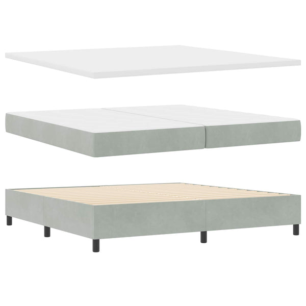 vidaXL Lit coffre avec matelas et LED Gris clair 200 x 200 cm Velours
