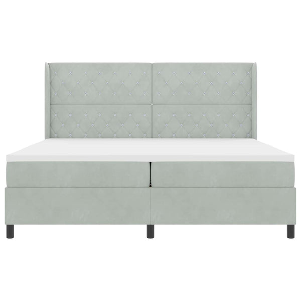 vidaXL Lit coffre avec matelas et LED Gris clair 200 x 200 cm Velours