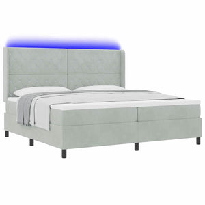 vidaXL Lit coffre avec matelas et LED Gris clair 200 x 200 cm Velours