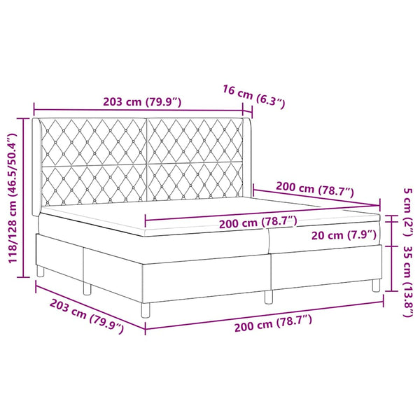vidaXL Lit coffre avec matelas et LED Gris clair 200 x 200 cm Velours