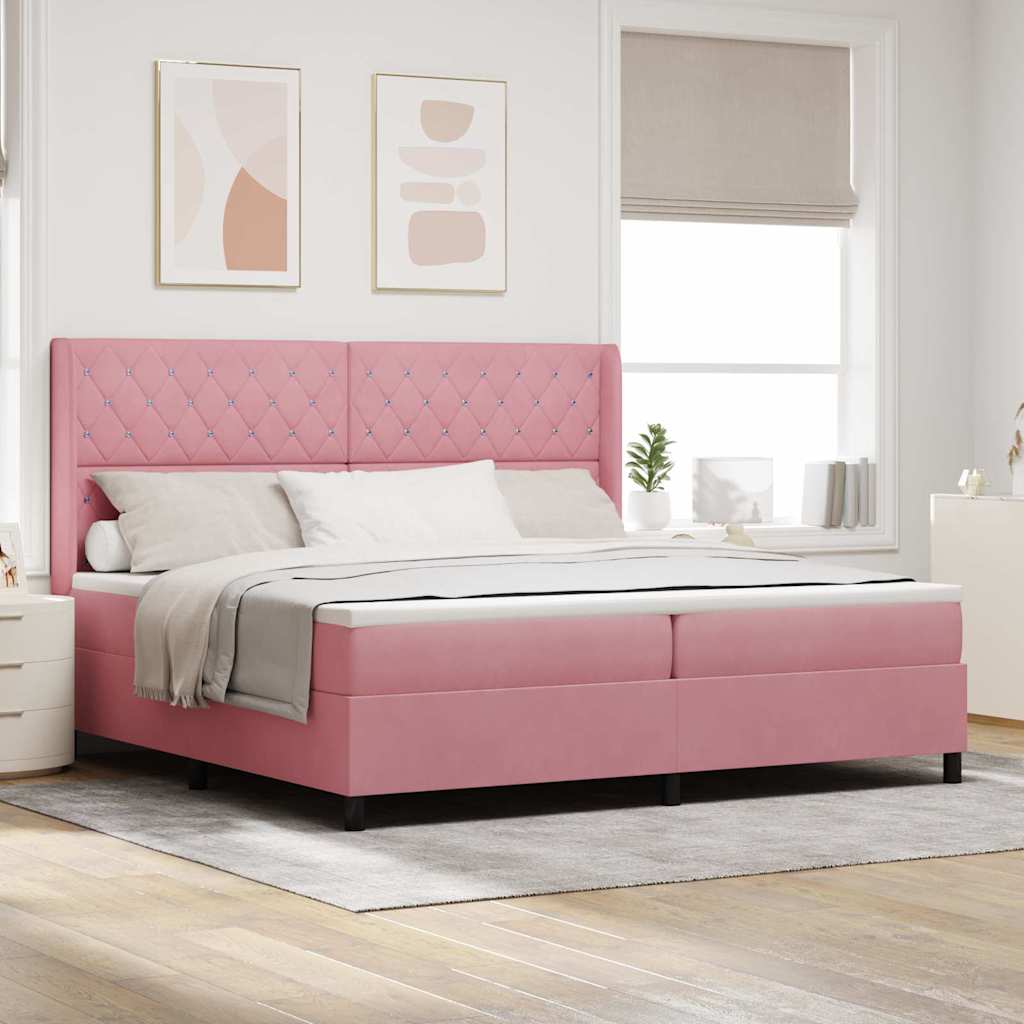 Boxspringbett mit LED Rosa 200x200 cm