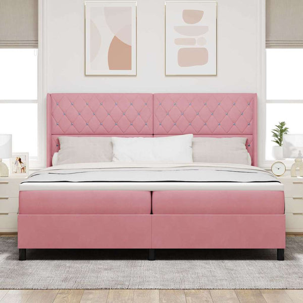 Boxspringbett mit LED Rosa 200x200 cm