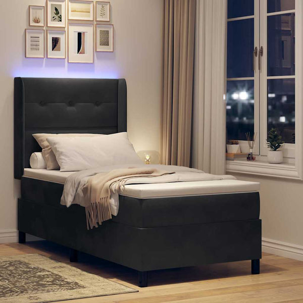 vidaXL Lit coffre avec matelas et LED Noir 80 x 200 cm Velours