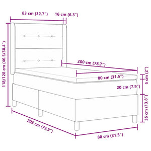 vidaXL Lit coffre avec matelas et LED Noir 80 x 200 cm Velours