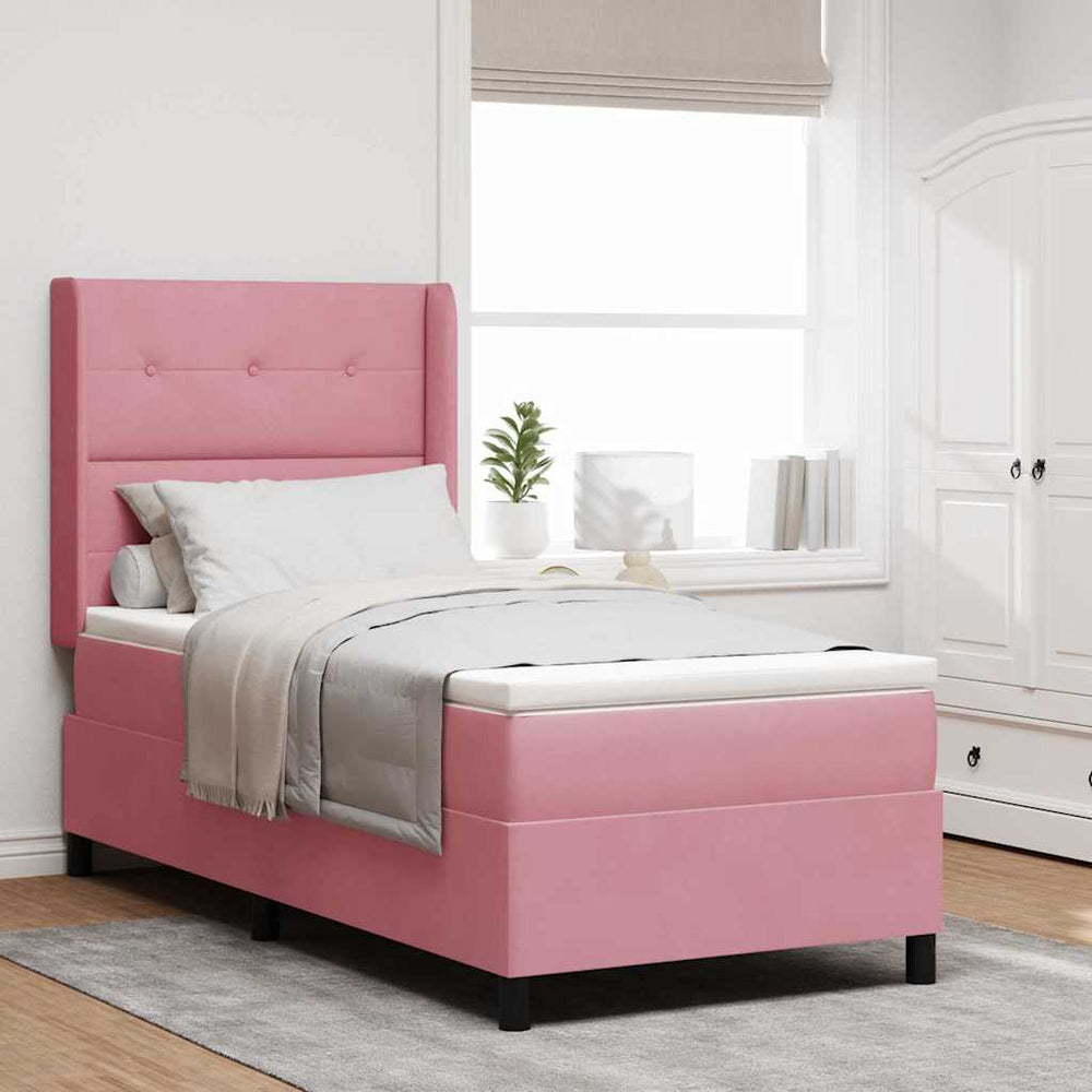 vidaXL Lit avec matelas à ressorts ensachés et LED Rose 80 x 200 cm Velours