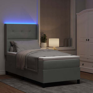 vidaXL Lit coffre avec matelas et LED Gris clair 90 x 190 cm Velours