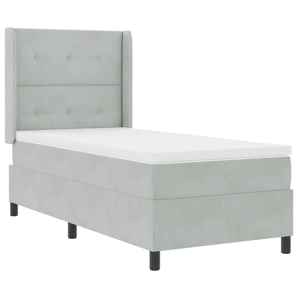 vidaXL Lit coffre avec matelas et LED Gris clair 90 x 190 cm Velours