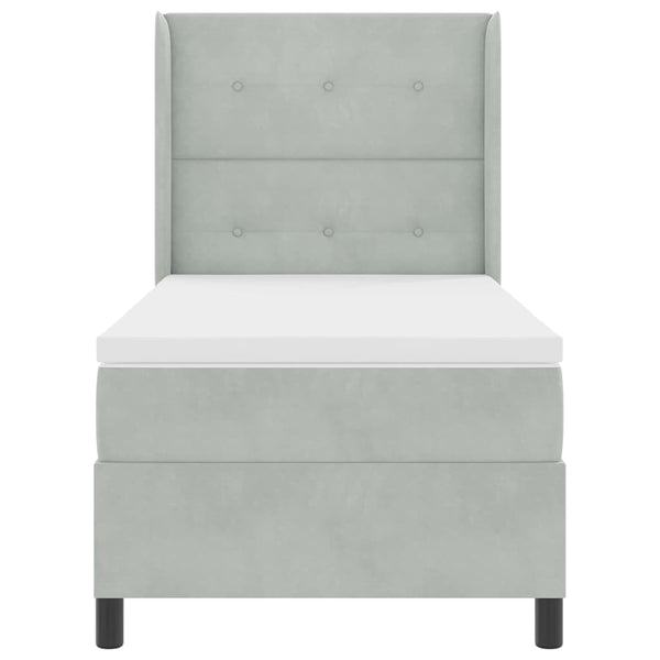 vidaXL Lit coffre avec matelas et LED Gris clair 90 x 190 cm Velours