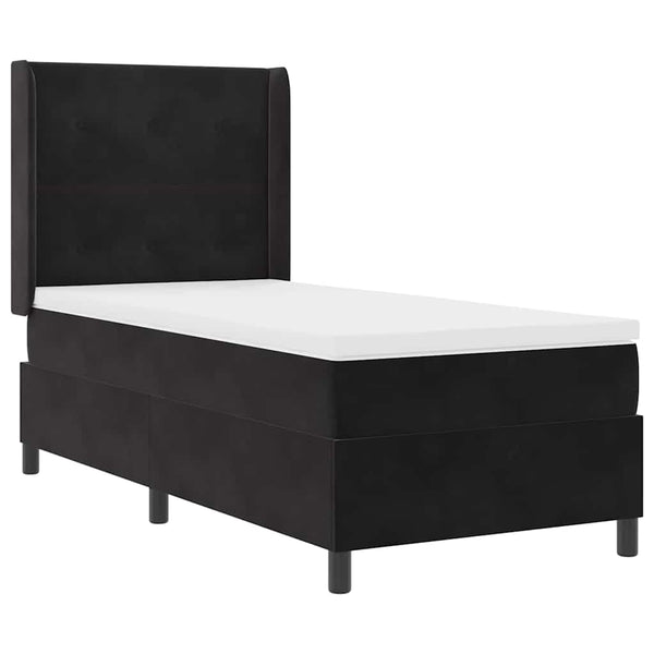 Boxspringbett mit LED Schwarz 90x200 cm Samt
