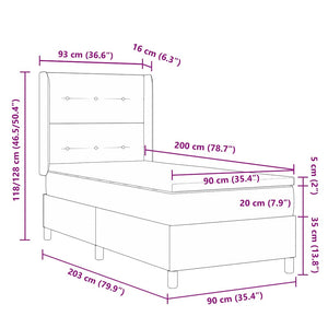 Boxspringbett mit LED Schwarz 90x200 cm Samt