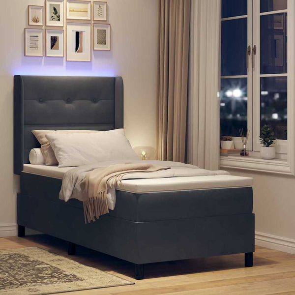 Boxspringbett mit LED und Matratze Dunkelgrau 100x200 cm