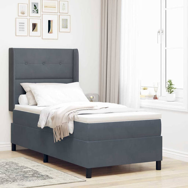 Boxspringbett mit LED und Matratze Dunkelgrau 100x200 cm