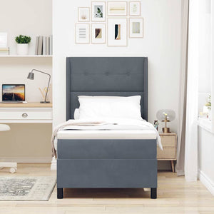 Boxspringbett mit LED und Matratze Dunkelgrau 100x200 cm