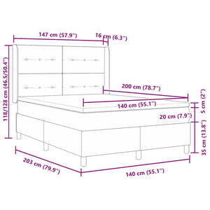 vidaXL Lit coffre avec bandeau LED noir 140 x 200 cm Velours