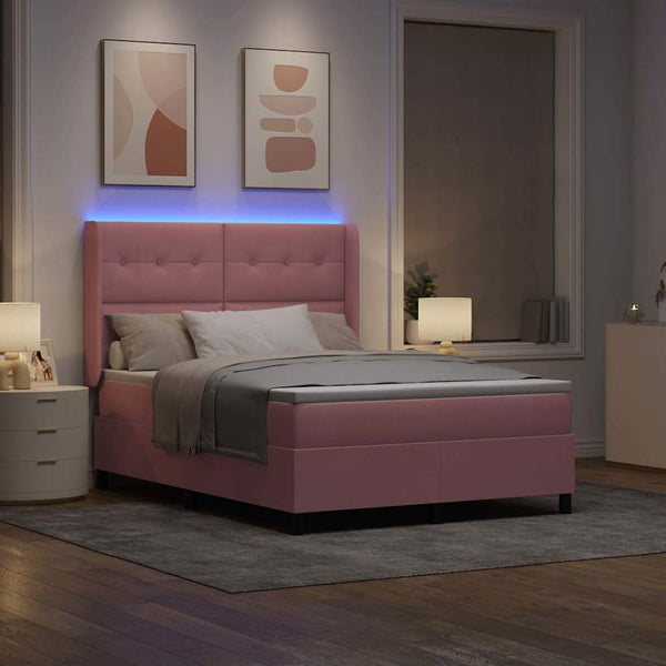 Boxspringbett Rosa 140x200 cm mit LED