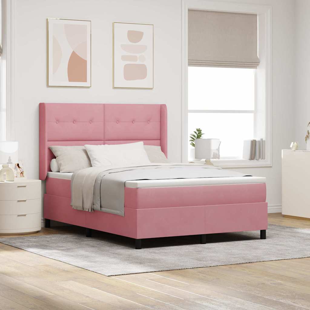 Boxspringbett Rosa 140x200 cm mit LED
