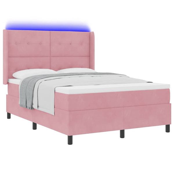 Boxspringbett Rosa 140x200 cm mit LED