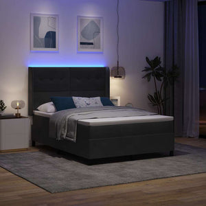 Boxspringbett mit LED Schwarz 160x200 cm Samt