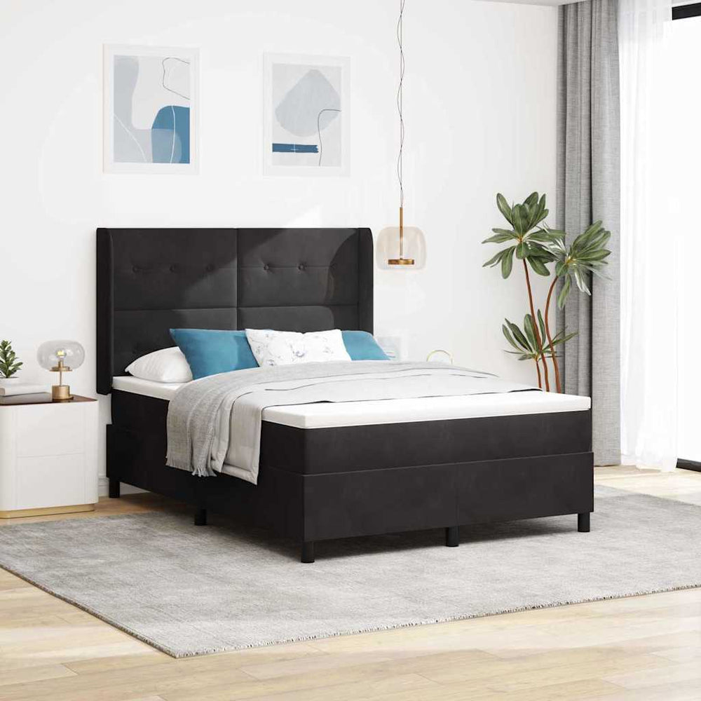 vidaXL Box Spring Bed with Mattress and LED Black 160 x 200 cm Velvet