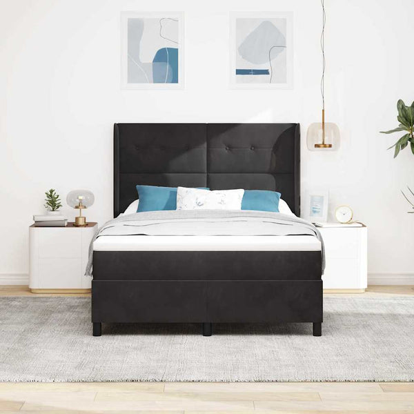 Boxspringbett mit LED Schwarz 160x200 cm Samt