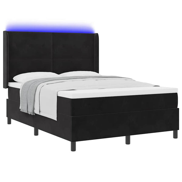 Boxspringbett mit LED Schwarz 160x200 cm Samt