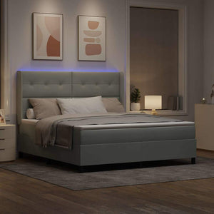 vidaXL Lit coffre avec matelas et LED Gris clair 180 x 200 cm Velours