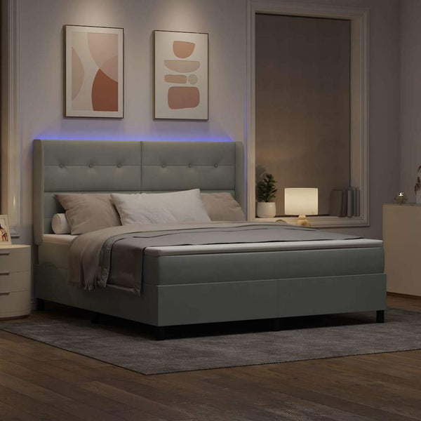 vidaXL Lit coffre avec matelas et LED Gris clair 180 x 200 cm Velours