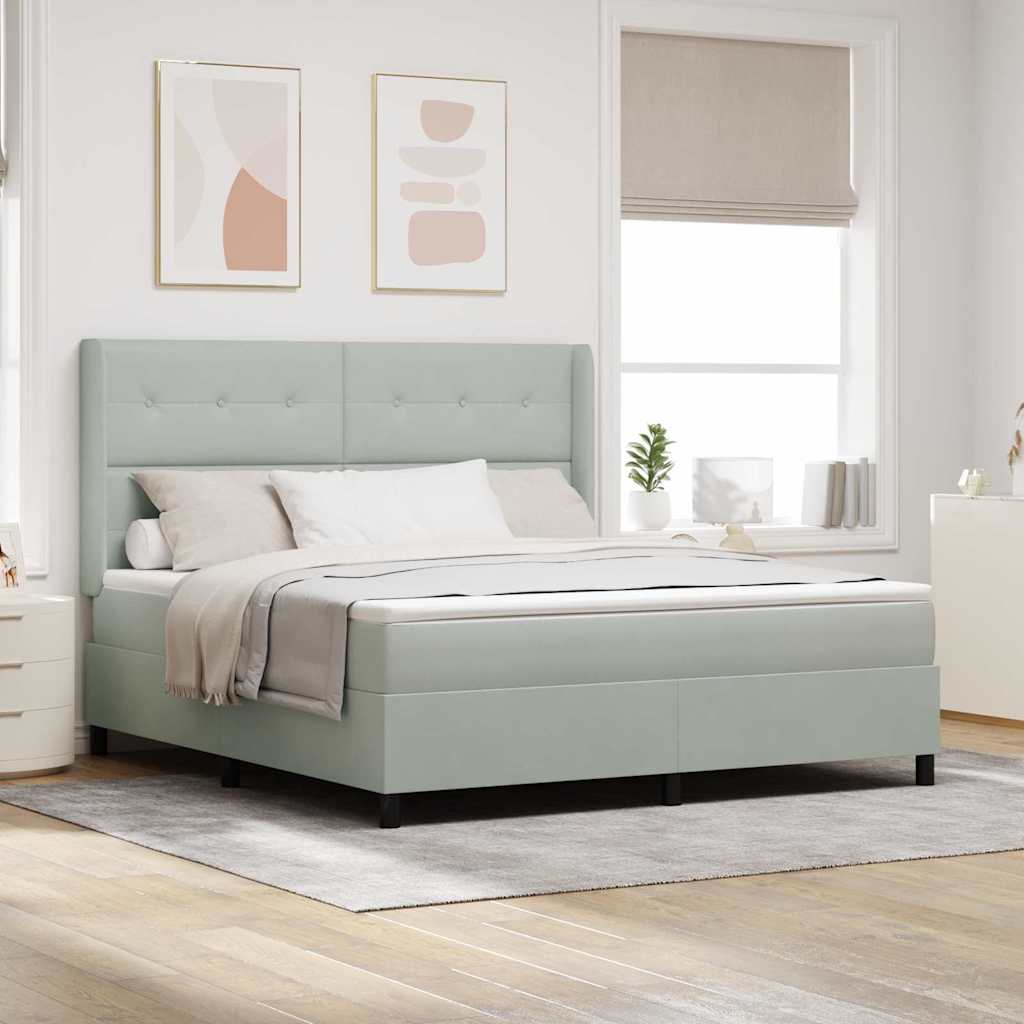 vidaXL Lit coffre avec matelas et LED Gris clair 180 x 200 cm Velours