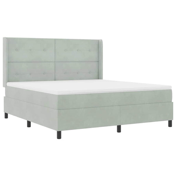 vidaXL Lit coffre avec matelas et LED Gris clair 180 x 200 cm Velours