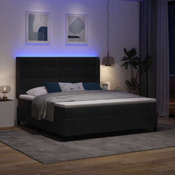 Boxspringbett mit LED Schwarz 180x200 cm Samt