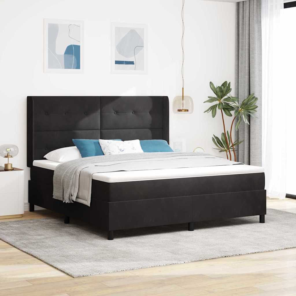 Boxspringbett mit LED Schwarz 180x200 cm Samt