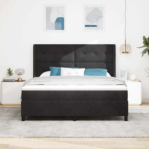 Boxspringbett mit LED Schwarz 180x200 cm Samt