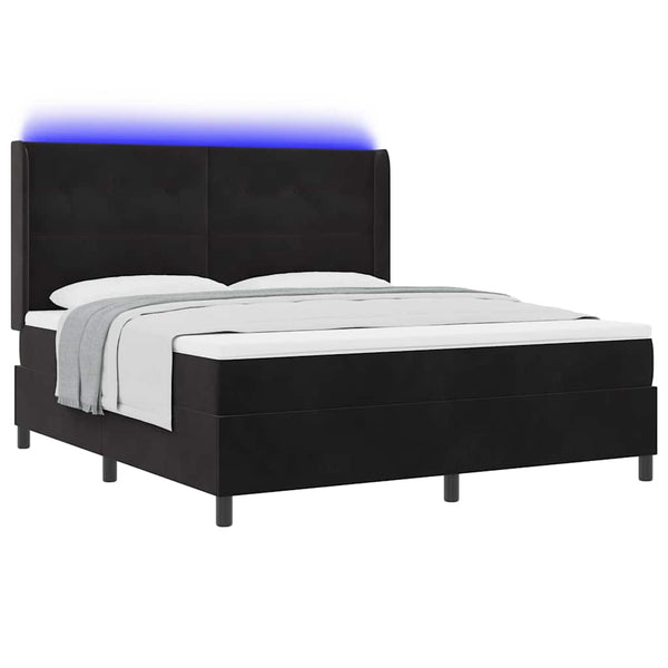 Boxspringbett mit LED Schwarz 180x200 cm Samt