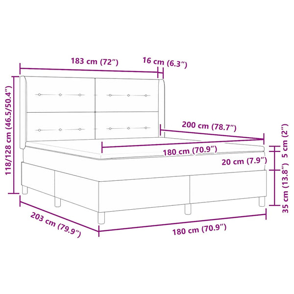 Boxspringbett mit LED Schwarz 180x200 cm Samt