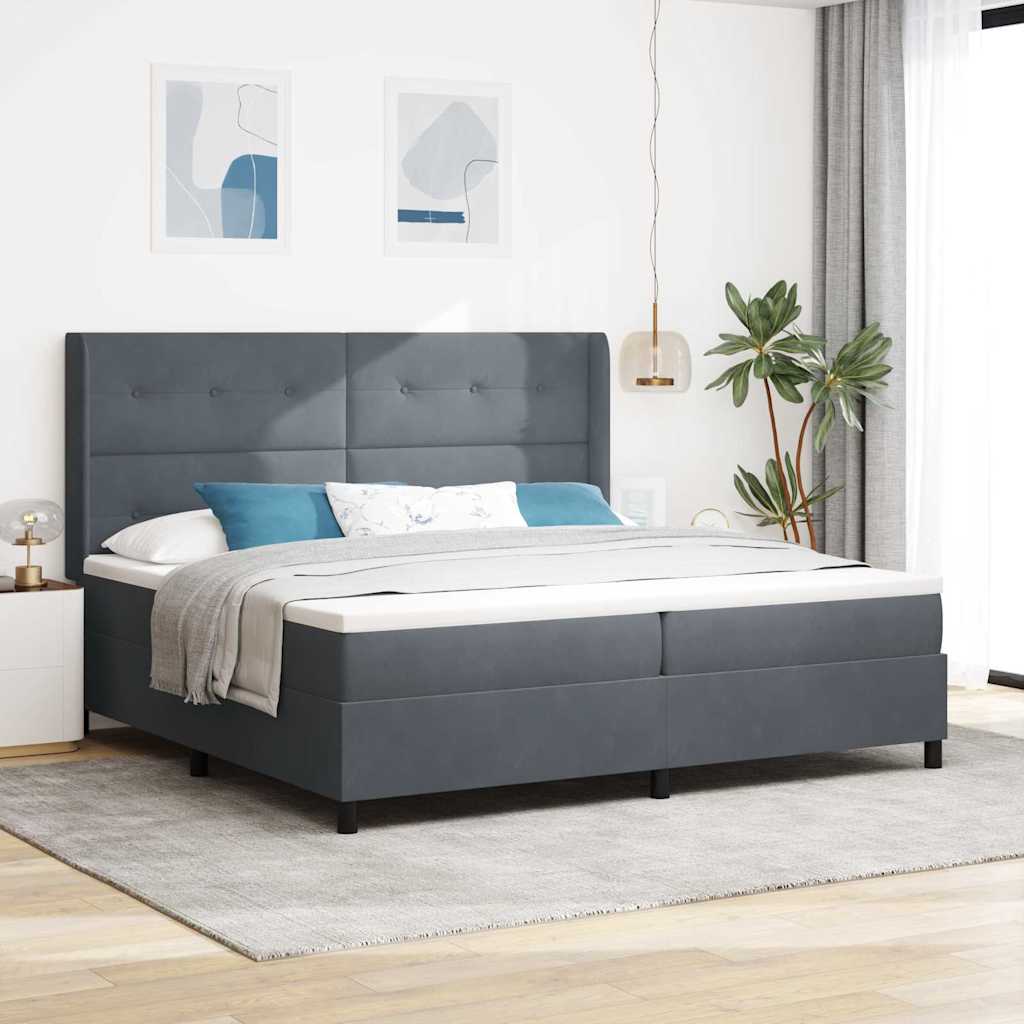 Boxspringbett mit LED Dunkelgrau 200x200 cm Samt